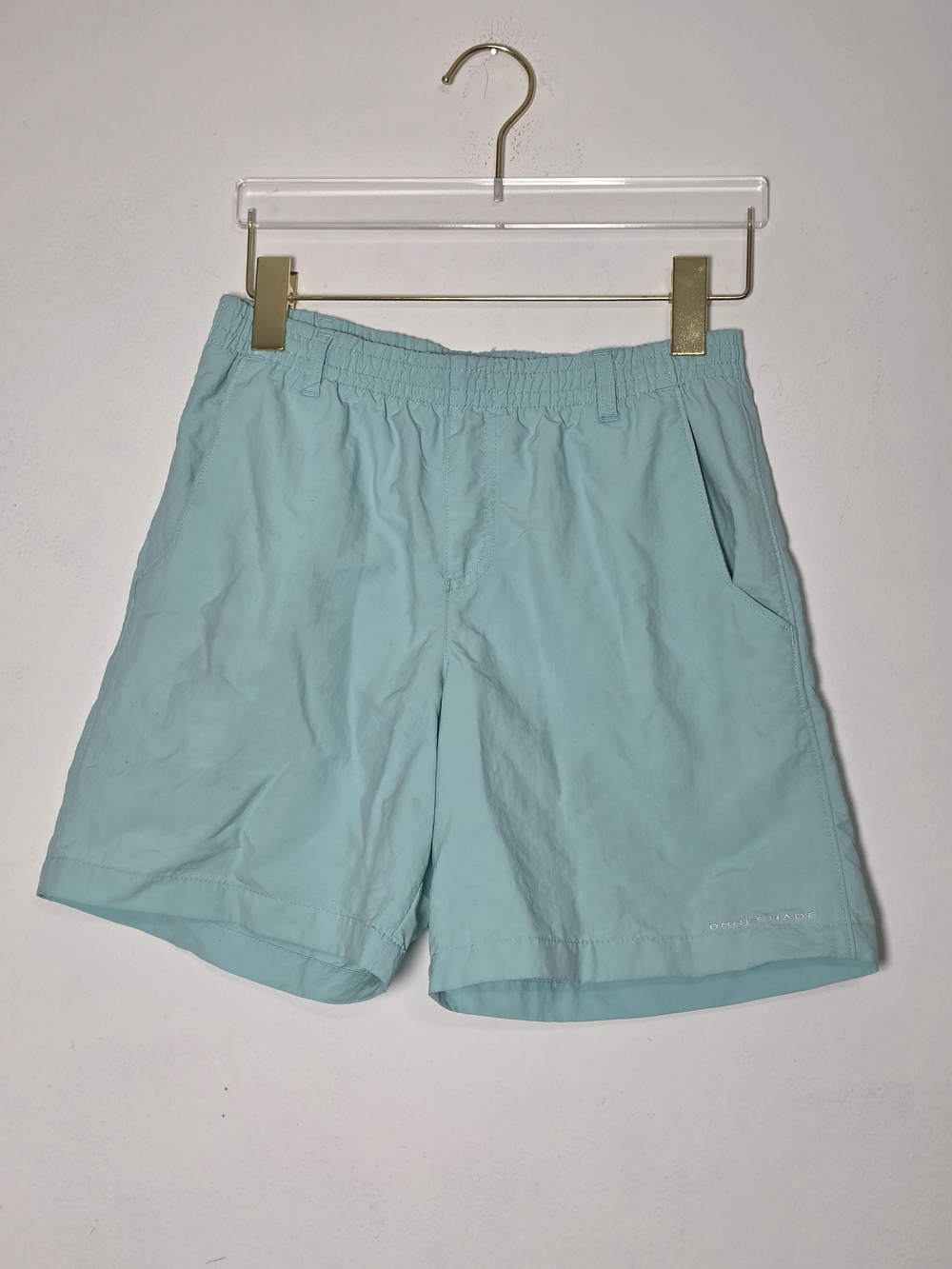 Boys Columbia Omni-Shade Nylon Shorts Swim Outdoors Aqua Size Large